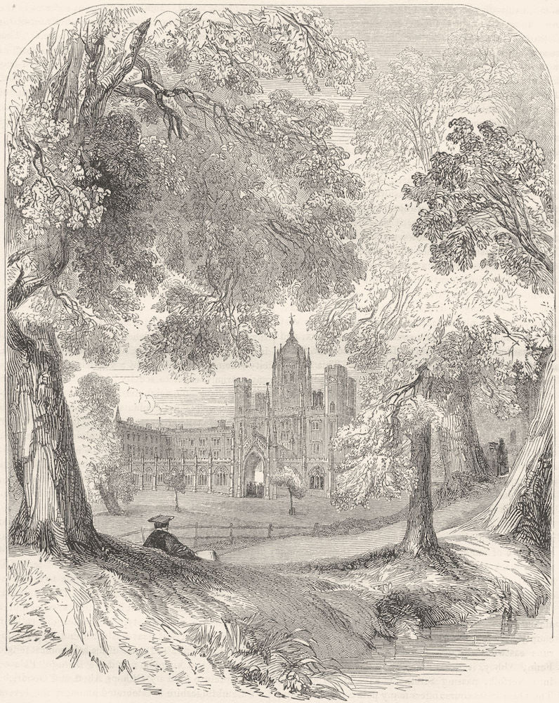 CAMBRIDGE. New Buildings, St. John's College, Cambridge 1850 old antique print